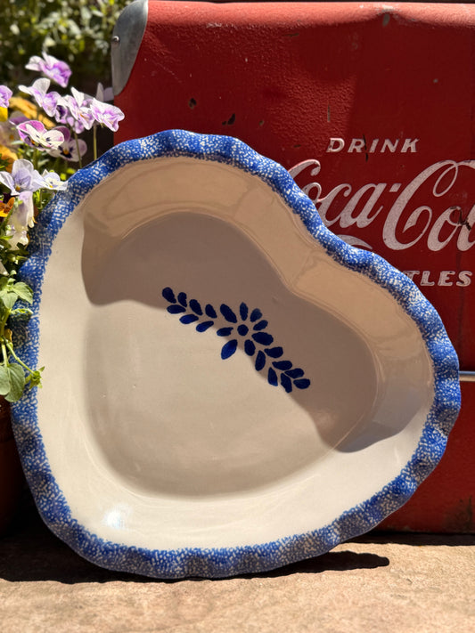 Vintage Hermitage Heart-Shaped Stoneware Pie Plate