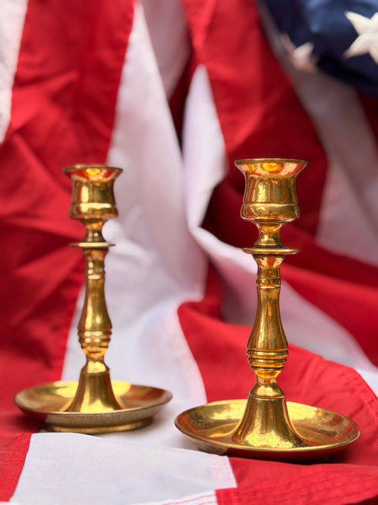 Vintage Solid Brass Candlestick Holders