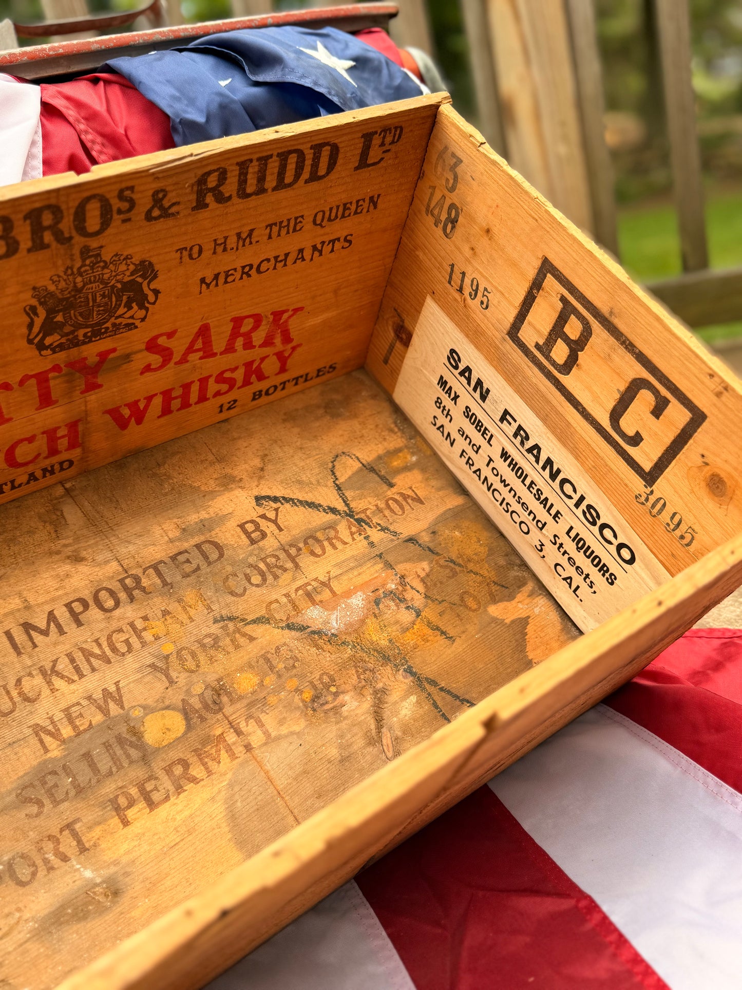Vintage San Francisco & NYC Cutty Sark Wood Crate