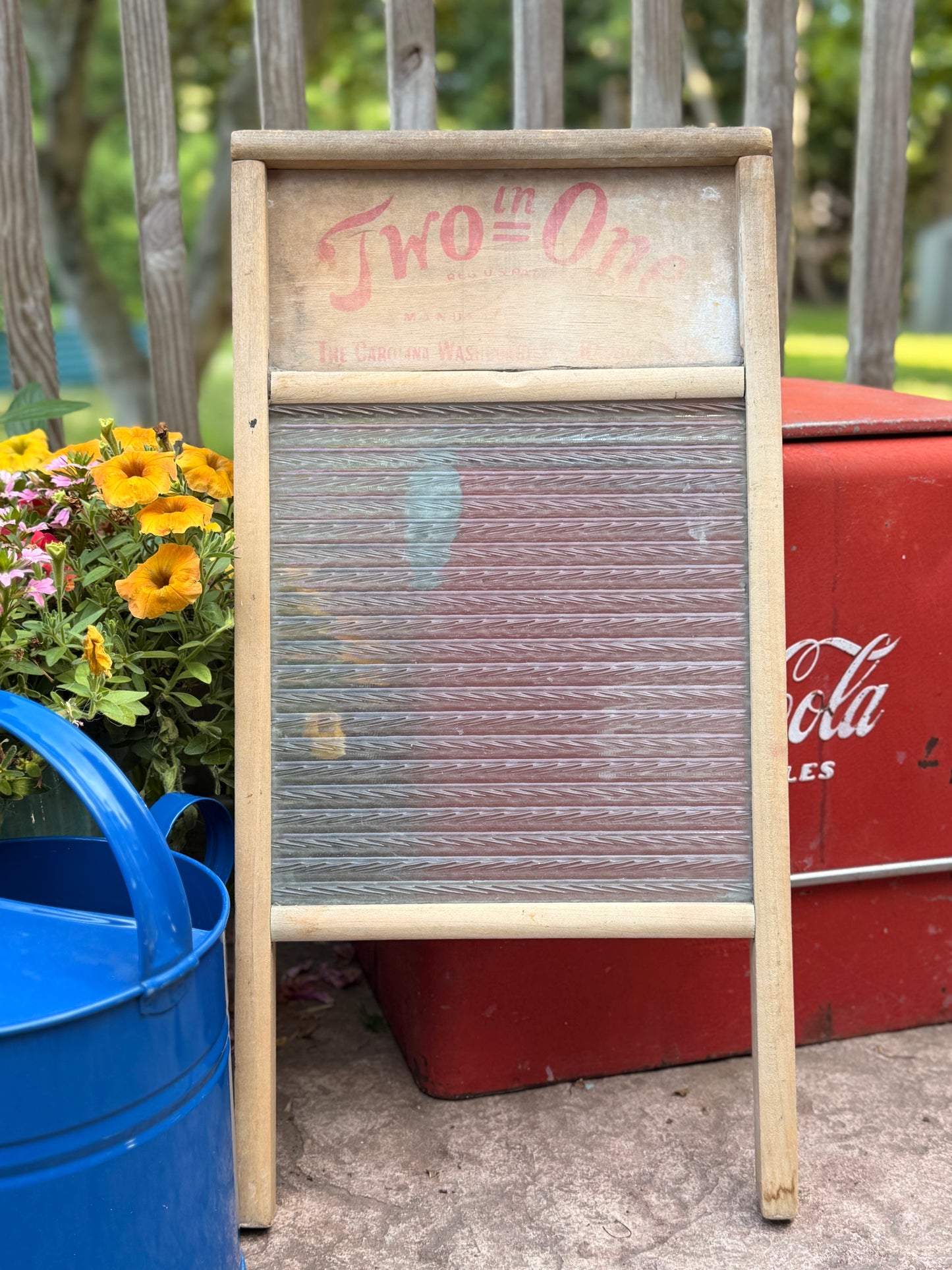 Vintage "Two in One" Glass Washboard