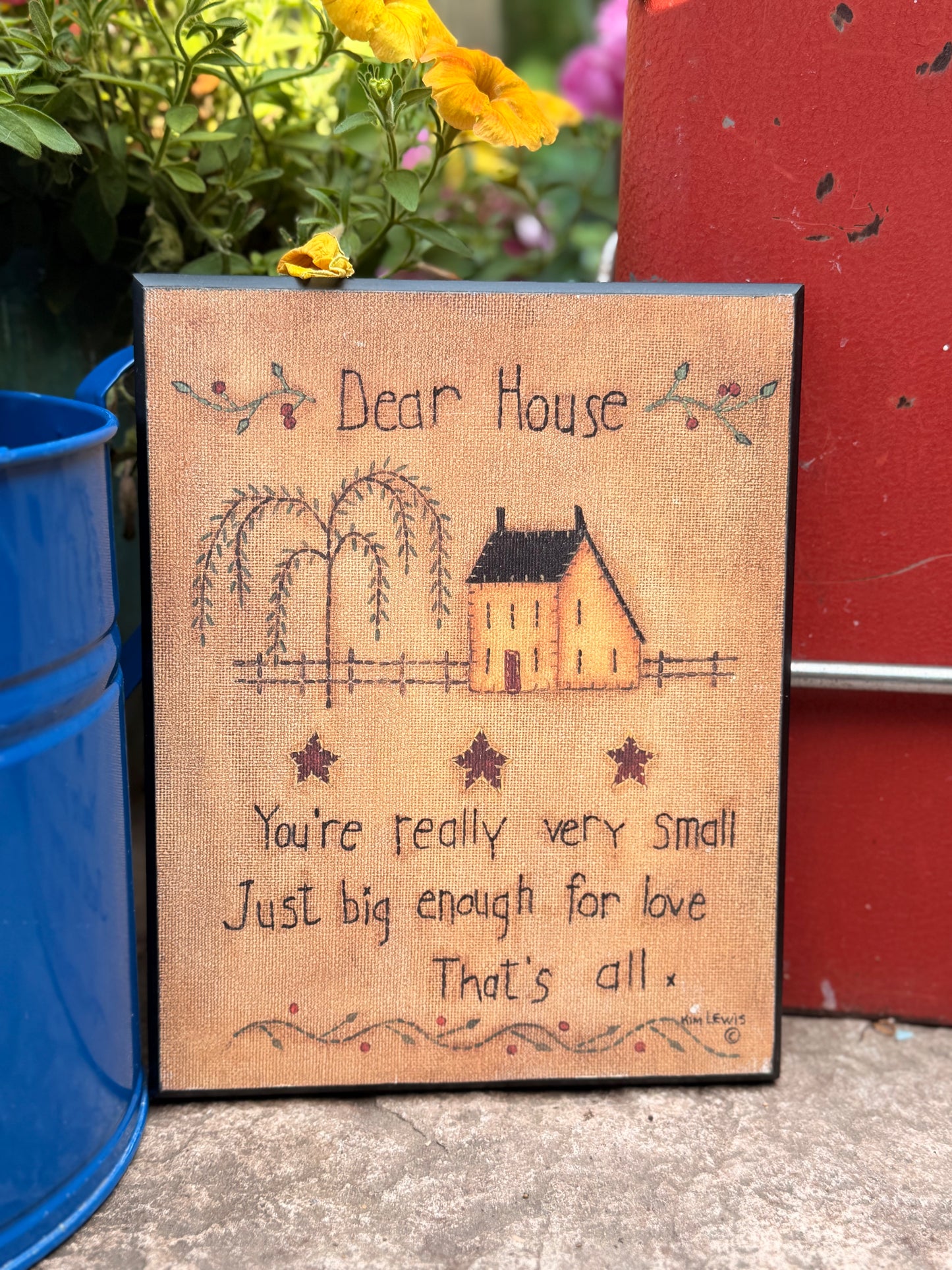 "Dear House" 8x10 Primitive Art Wood Plaque