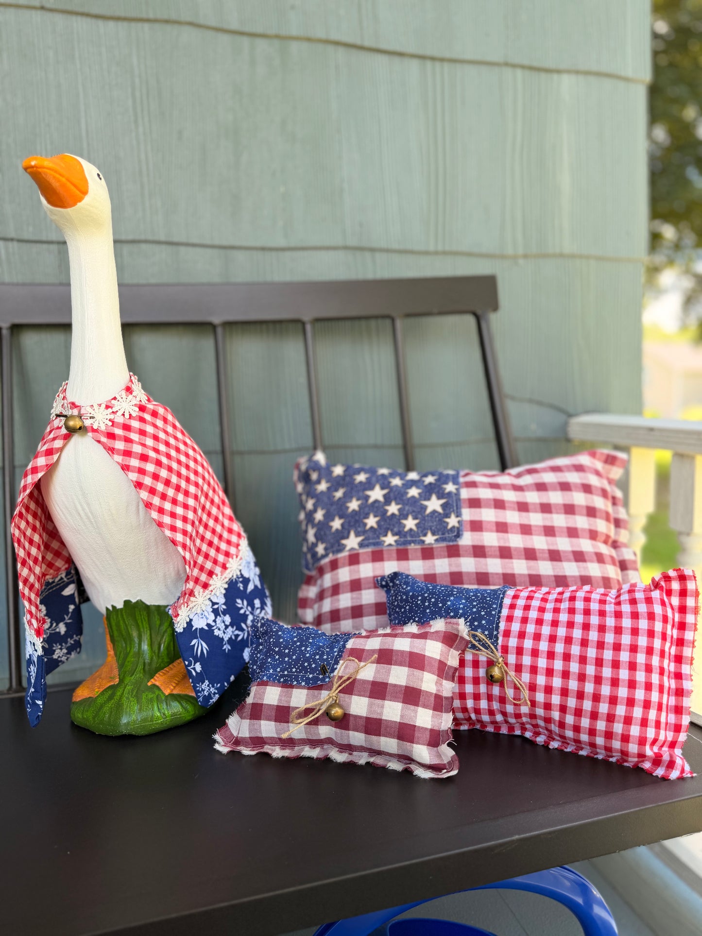 Primitive Americana Rag Flag Pillow Handmade by Willow Bee